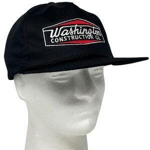 Vintage Washington Construction Co Hat Baseball Cap Rope Corded Snapback Black